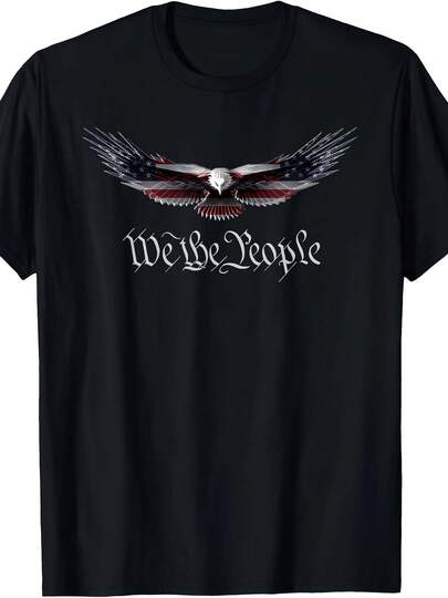 Camiseta American Patriot Freedom Eagle con Bandera de EE. UU. - 100% Algodón - 220g