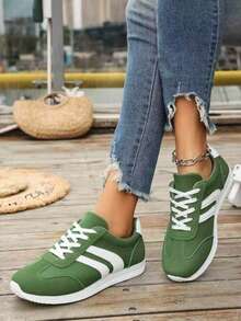 Colorful Leather Casual Sports Shoes, Comfortable, Fashionable, Lightweight And Versatile Women's Shoes For Students - Green - View 4