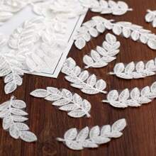 10 buc/pachet patch-uri de broderie cu dantelă cu frunze albe pentru rochie de mireasă DIY, geantă, decor de cusut