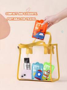 6pcs/1pc Children's Cartoon Creative Style Pocket Raincoat Set, Portable Long Thick Raincoat, Transparent And Portable Travel Outdoor Mountaineering Waterproof, Children's Camping And Hiking Accessories, Is An Ideal Choice For Giving Gifts To Children