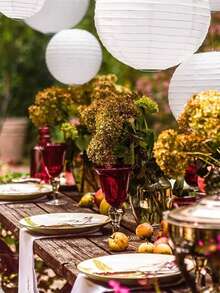 1/3/5 Linternas de papel blancas - Linternas de papel redondas colgantes - Para bodas, cumpleaños, fiestas de ducha nupcial y decoraciones festivas - Perfectas para uso interior y exterior - Regalo ideal para ocasiones festivas - Blanco - Ver 6
