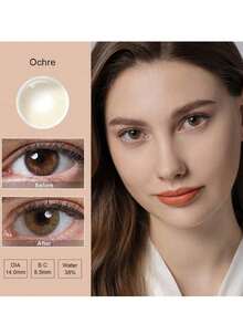 Lentes de contacto de color MagisTer apariencia natural colores claros ócler 1 par 2 piezas 14,0 mm 6 meses desechables lentes de contacto cosméticas con estuche regalo aleatorio ideales para Halloween maquillaje de fantasía cosplay - Marrón claro - Ver 5