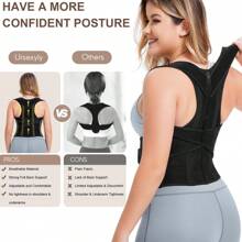 Unisex Posture Corrector/Back Support Belt - Fully Adjustable, Supports Mid-Upper Spine - Relieves Neck, Shoulder, Collarbone And Back Pain - Breathable Adjustable, Provides Full Back Support, Relieves Upper And Lower Back Pain - Scoliosis, Kyphosis, Thoracic Kyphosis Corrector - Black - View 3