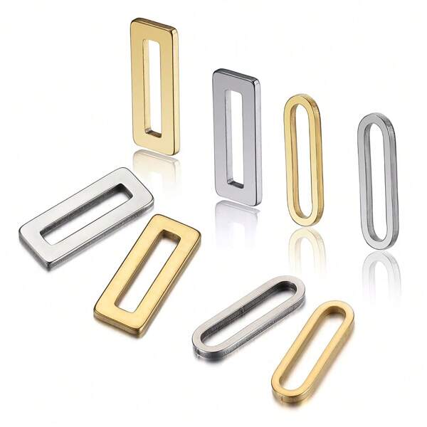 20pcs Stainless Steel Oval & Rectangle Hoop Connectors, DIY Jewelry Making Earring Findings