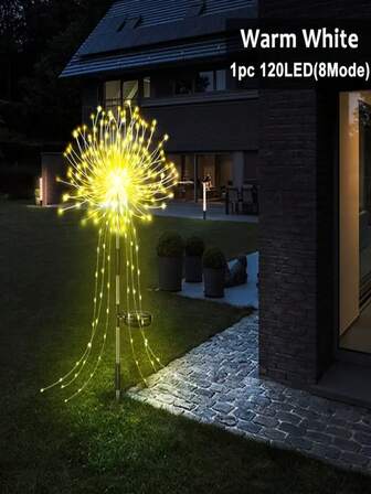 1 pièce Lumières solaires de feux d'artifice, lumières de saule pleureur décoratif d'extérieur, lumières de jardin LED, 8 modes d'éclairage, convient pour la décoration de jardin, la décoration de cour, la décoration extérieure, la décoration de mariage, la décoration de fête