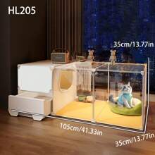 Cat Cage With Litter Box, Indoor Home Cat Condo, All-In-One Cat Bed, Litter Box, Cat Furniture For Apartment