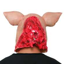 1pc Horror Pig Cosplay Prop With Hair, Pig Head Mask For Makeup, Masquerade Party, Holiday Decoration, Latex Rotten Pig Face Mask Halloween