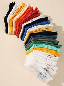 20双青少年涂鸦时尚街头运动滑板弹力过小腿袜 - 彩色 - 查看 3