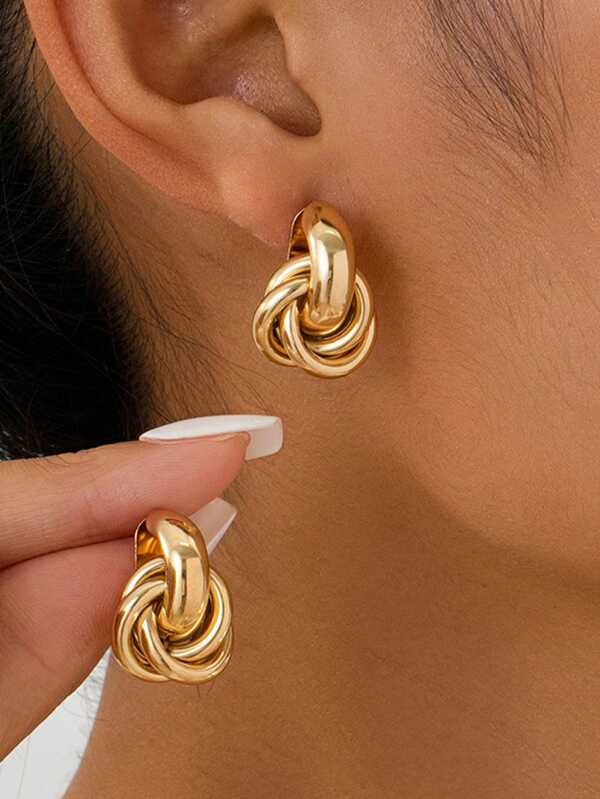 Neue stilvolle mehrlagige geometrische Ohrringe, personalisierte modische vintage Kreis-Ohrstecker, vielseitig elegant Ohrschmuck für den täglichen Gebrauch