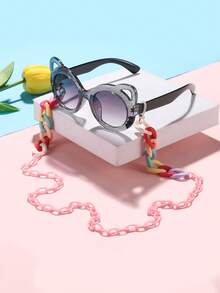 1 PC Girls 9-14Y Acrylic Cute Cartoon Fashion Eyeglasses And 1 PC Bohemian Ring Clasp Eyeglasses Chain For Holiday Outings And Holiday Gifts - Multicolor - View 6