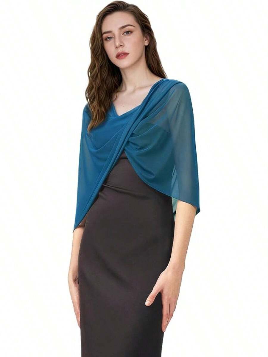 Coucoland Shawl Wraps Women - Sheer Chiffon Shawl Elegant Soft Wraps Evening Dress Wedding - Màu xanh lam - Xem 1