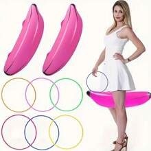 8pcs Inflatable Banana Ring Toss Game Kit, Summer Beach Ring Toss Game, Bridal Shower Engagement Party, Pool Game, Bachelor Party Game (6 Rings + 2 Inflatable Bananas, Ring Colors Randomly Shipped), Holiday Party Interactive Inflatable Banana Ring Toss