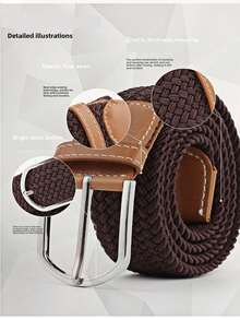 1pc 26-Color 3-Size Elastic Woven Belt (Width 3.3CM, Length 107-130CM), Fashion Sports Belt For Men