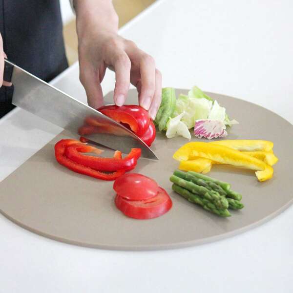 Lagua LAGUA D-Shaped Cutting & Serving Board - Dishwasher Safe, Non-Slip Grip Pads, Matte Finish | Replaces Plates | For Kitchen/Dining Use (S/M/L) | Sanitary Material | 3 Colors: Black, Gray, Beige