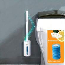1pc Wallmount (No Drill Installation) Disposable Toilet Brush With 8pcs Brush Heads. Or Choose 24pcs Different Fragrance Disposable Sponge Brush Heads. Disposable Sponge Brush Heads With Cleaning Solution, Eid Al-Fitr Cleaning Supplies. Self-Open Close Toilet Brush Holder. Toilet Brush Holder Set, Bathroom Accessories.