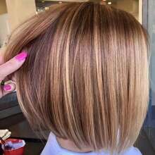 MSide Part Layered Bury Short Bob Wigs For White Women Ombre Bury Mix Blonde Bob Straight Hair Wig With Dark Roots Synthetic Natural Looking Daily Party Wig 12 Inch 6001 - Ombreburgundymixedblonde - Xem 1