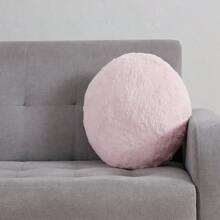 Decorative Fur Round Pillow 16" Round Round Pink Blush
