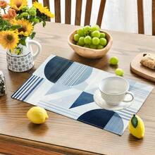 4pcs/6pcs Set, White Striped Theme, Vibrant Modern Creative Placemat Set - High Quality Linen Material Easy To Clean, Suitable For Kitchen Dining Room Decor Placemats, Holiday Party Table Decorations, Home Decor - Beige - View 41
