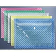 1pc/10pcs A4 Thick Capacity Storage File Folders, Transparent Striped Button Document Bag, A4 File Folder, Student Supplies Folder, Test Paper Storage Bag, Business File Folder, Snap Closure Organizer, Colored Plastic File Folder, Thick PP Material, Anti-Stain Office Pouch, Classroom/Graduation Gift,School Supplies,Back To School