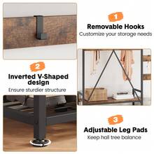 Solid Wood Coat Rack, Coat Rack With Bench And Shoe Rack, Parent-Child Coat Rack, Industrial Coat Rack For The Entrance Area, Large Organizer With Shoe Rack, Coat Hooks And Top Shelf