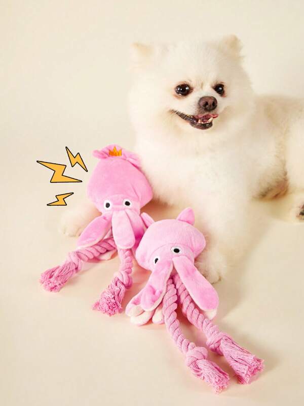 PETSIN Une nouvelle poupée de chien en peluche de pieuvre pour le meulage des dents et le nettoyage, convient aux golden retrievers, teddys et races de caniche, poupées d'animaux de compagnie pour le divertissement seulement