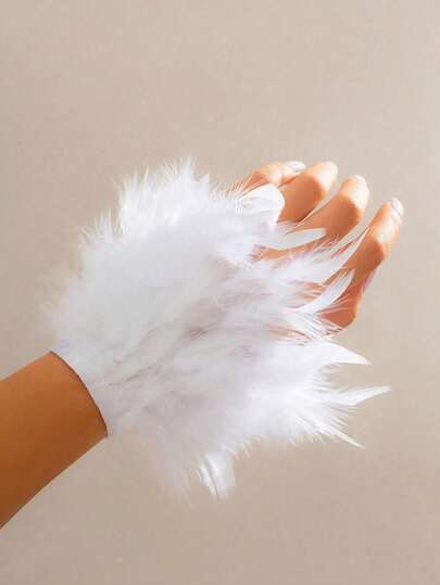 1 件波西米亚风格女士人造羽毛手链 - 优雅、迷人、奢华、时尚的钩环腕带配饰 - 适合派对、聚会、约会、节日、角色扮演、摄影、舞蹈表演、婚礼装饰、送给朋友的礼物 [圣诞手饰] 万圣节配饰