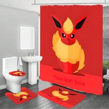 1PC Personalized Custom Letter Name Shower Curtain, Cartoon Characters, Various Design Options, Custom Name, Custom Text, Waterproof Bathroom Shower Curtain - Multicolor - View 4