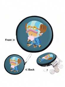 Ein Stück Geldbeutel mit rundem Design und Animation Muster, reißverschlusshaltige Kopfhörertasche für Jungen und Mädchen Studenten, leicht und kompakt, kreisförmiges Design, Urlaubsgeschenk, Geburtstaggeschenk, Weihnachtsgeschenk, Urlaubsreise und tragbarer Münzbeutel für den täglichen Einkauf