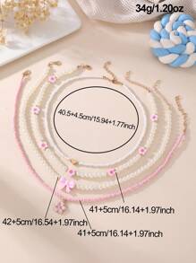 Set de 4 collares con mariposas y flores de perlas y cuentas para niñas