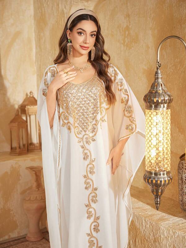 Abito lavorato a maglia con design a diamanti allentato e paillettes per le donne