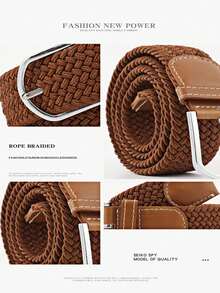 1pc 26-Color 3-Size Elastic Woven Belt (Width 3.3CM, Length 107-130CM), Fashion Sports Belt For Men