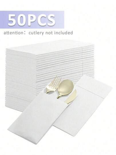 16x16 Inch Linen-Feel Disposable Napkins With Cutlery Pockets, Highly Absorbent Paper Napkins For Kitchen, Bathroom, Party, Wedding, Dinner, 50 Sheets/Pack