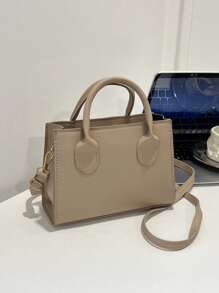 Bolso de Pu de Color Sólido Mini Bolso Cuadrado Informal para Viajar Al Aire Libre Bolso Bandolera de Moda Bolso Bandolera Pequeño de Color Caramelo Monedero Cuadrado de Doble Asa Brillante Bolsos con Cremallera para Mujer