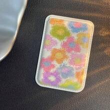 Cute Flower Pattern New Luxury Fashion Exquisite, Magnetic Card Clip Faux Leather Wallet Accessory, Card Clip Card Holder Accessory Box, Holds 1-2 Cards, Equipped With Built-In Security Pocket - 油畫花卡包 - 查看 1