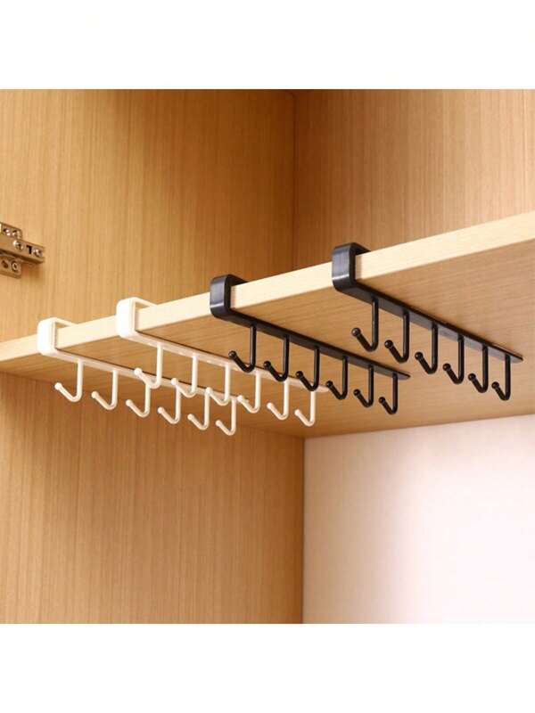 1/4 piezas Perchero de seis ganchos para armario, ideal para guardar utensilios de cocina.