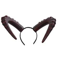 1 pieza, Diadema con cuernos de diablo rojos, diadema grande de cuernos de diablo para cosplay de Halloween, material de PU, diadema de cuernos de diablo para juego de roles de Halloween