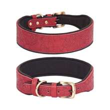 Embossed Leather Pet Collar, Soft Spandex Lining, Vintage Style Dog Collar Suitable For Medium & Large Dogs
