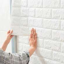 10 件/1 件 3D 墙砖贴纸，易于粘贴和撕下，白色矩形自粘防水墙贴，易于清洁和切割，适用于厨房、客厅、浴室、走廊厨房配件房间装饰墙面装饰壁纸墙纸墙贴 - 彩色 - 查看 1