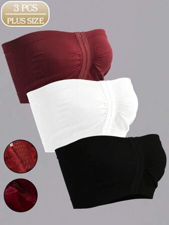 3 件装女式无缝吊带背心，正面有纽扣，纯色百搭背心