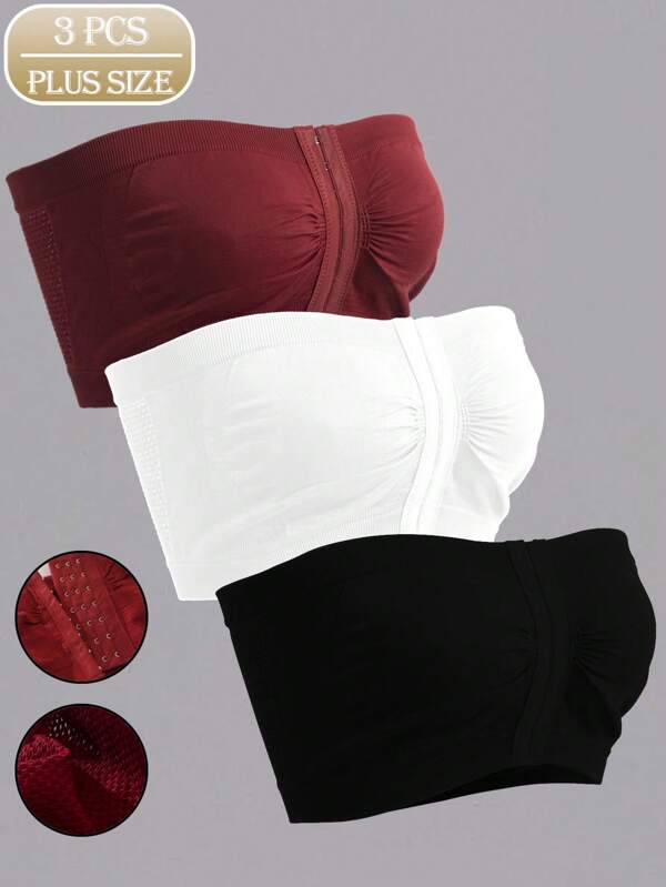 3pcs/Pack Women Seamless Camisole With Front Buttons, Solid Color Versatile Vest