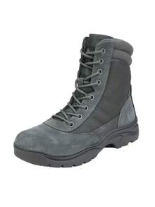 Men's Military Tactical Work Boots Leather Motorcycle Combat Boots - Grey - View 8