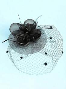 1 Stück vintage Braut Fascinateur Hut mit Schleier, elegant für Pferderennen, Karneval, Partys, natürliche Federn, ganzjährig