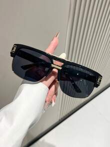 1 副复古双鼻梁蒸汽朋克风格超大眼镜，独特欧美设计飞行员造型女士时尚眼镜