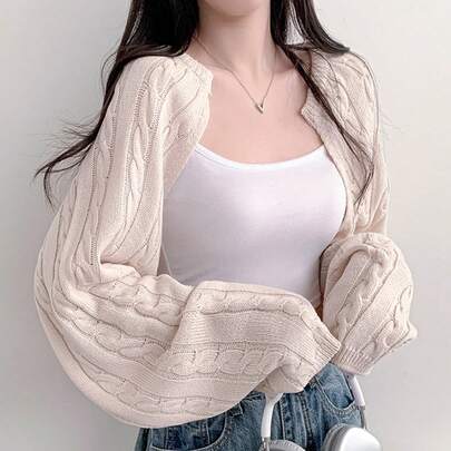 봄/여름 야외 캐주얼 여행과 데이트에 적합한 세련되고 우아한 야구 카라 끈 짧은 가디건