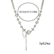 1 pieza Collar de flecos elegante de luz de luna para mujer, vintage personalizado apto para uso diario, bar, fiesta, festival de música