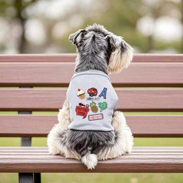 1pc Pet Embroidered Vest Letter Flower Embroidered Cat And Dog Vest Fashion Embroidered Pet Clothes