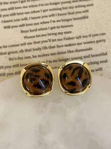 1 pieza Pendientes con estampado geométrico de leopardo - Piezas de declaración de lujo ligero con un diseño elegante y de alta gama