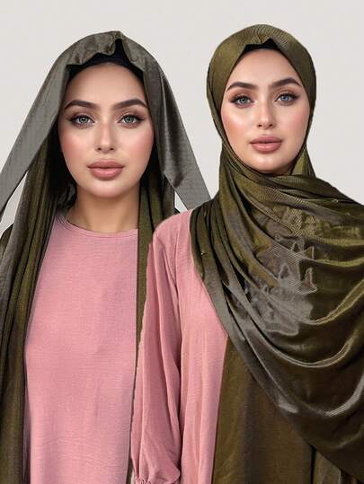 1 pieza Pañuelo de hijab con cinta metálica brillante, fácil de usar y no se desliza, pañuelo para vestido