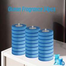 1pc Wallmount (No Drill Installation) Disposable Toilet Brush With 8pcs Brush Heads. Or Choose 24pcs Different Fragrance Disposable Sponge Brush Heads. Disposable Sponge Brush Heads With Cleaning Solution, Eid Al-Fitr Cleaning Supplies. Self-Open Close Toilet Brush Holder. Toilet Brush Holder Set, Bathroom Accessories.