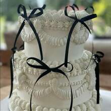 10 piezas Decoraciones elegantes de lazo rojo/negro/rosa para tartas, apropiadas para el Día de la Madre, San Valentín, decoración de postres, decoración de tartas con cinta, adorno para tartas de aniversario de boda, fiesta, San Valentín, Día de la Madre, conmemoración, Halloween, Navidad, cumpleaños